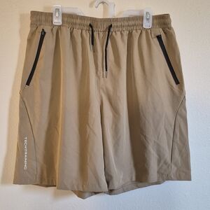 Tan Relaxed Fit Elastic Waist Shorts